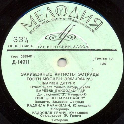 ЗАРУБЕЖНЫЕ АРТИСТЫ ЭСТРАДЫ — ГОСТИ МОСКВЫ (1963–1964 гг.)