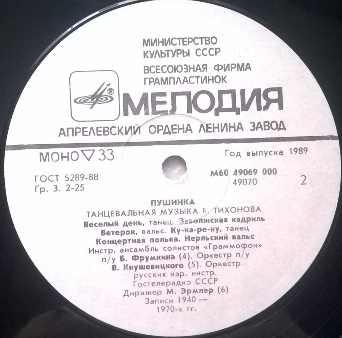 Б. ТИХОНОВ (1919- 1977): «Пушинка». Танцевальная музыка