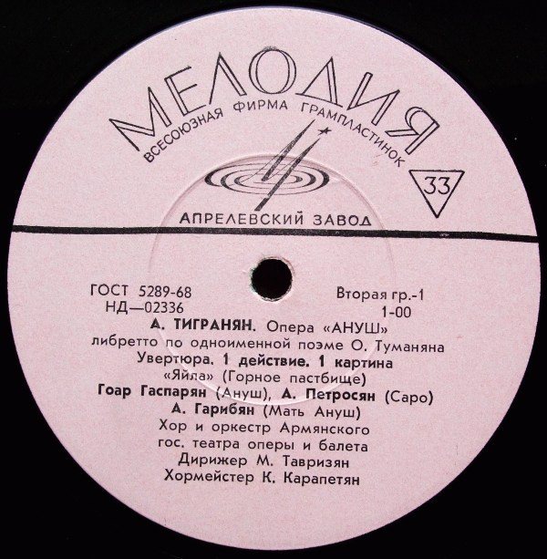 А. Тигранян. «Ануш», опера в 5 действиях (на армянском языке)