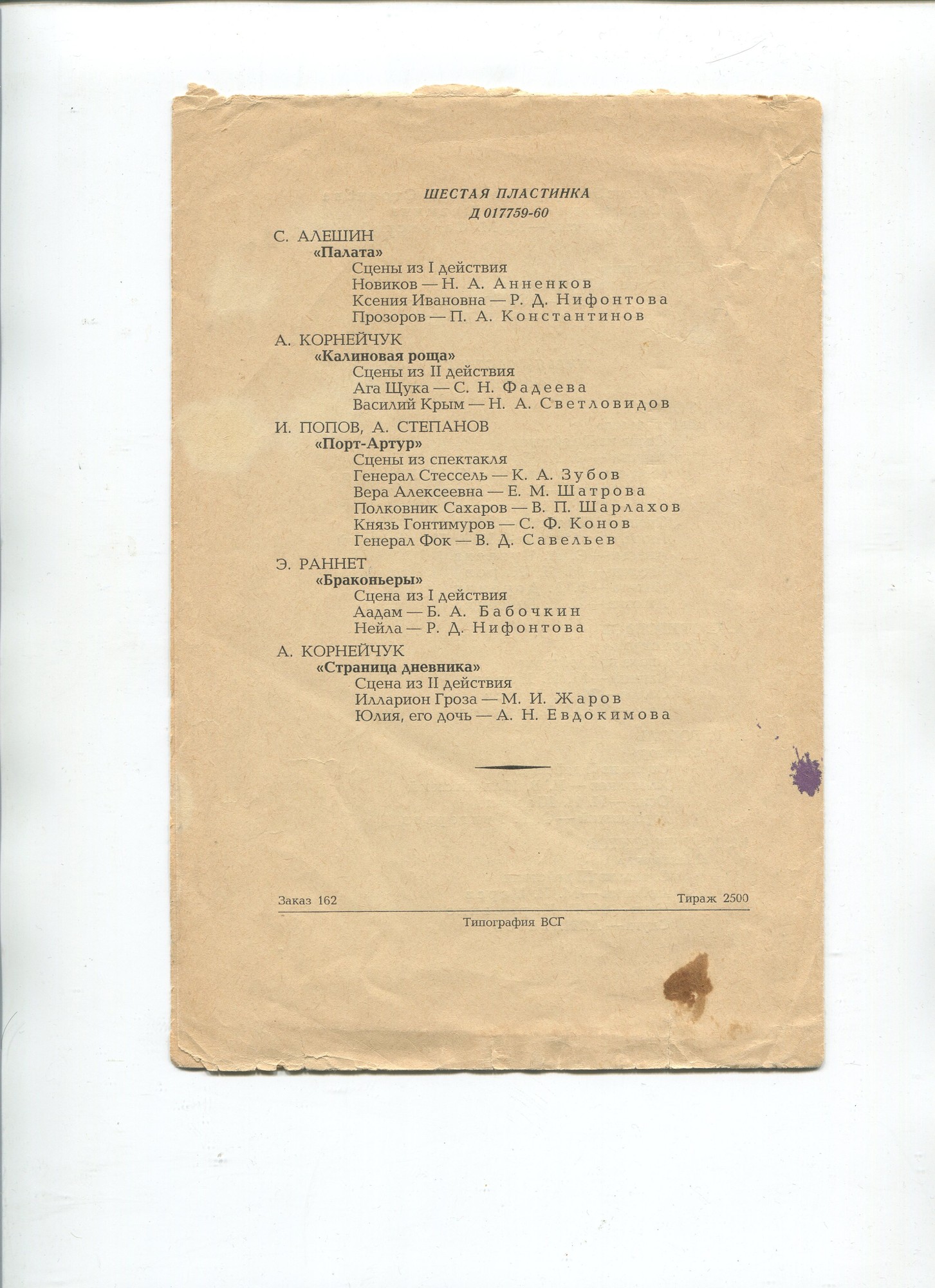 "Живые страницы истории советского театра" (вып. 2). Московский государственный академический Малый театр