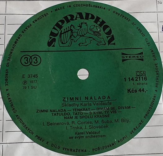 Zimni Nalada. Skladby Karla Valdaufa [по заказу чешской фирмы SUPRAPHON 1 14 2116]