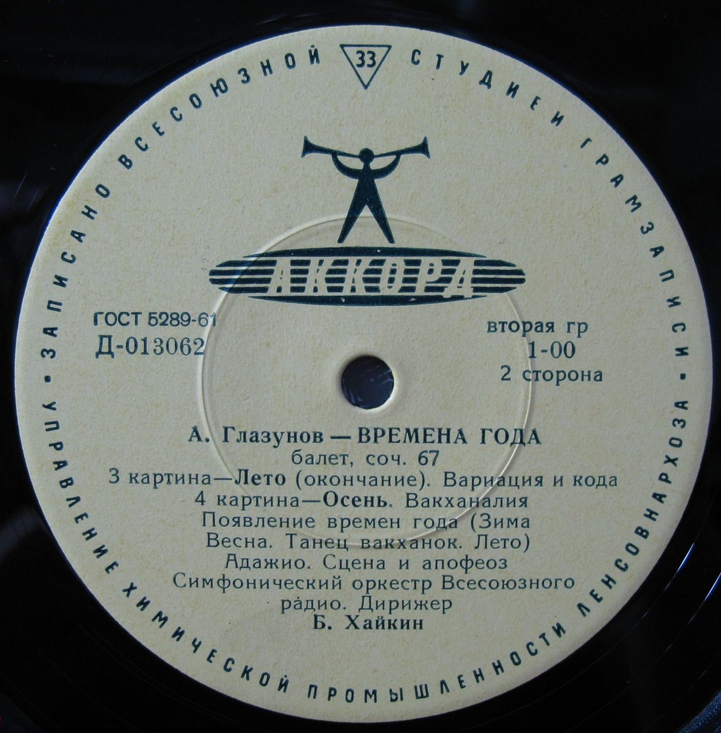 А. ГЛАЗУНОВ (1865–1936): Времена года: балет, соч. 67 (Б. Хайкин)