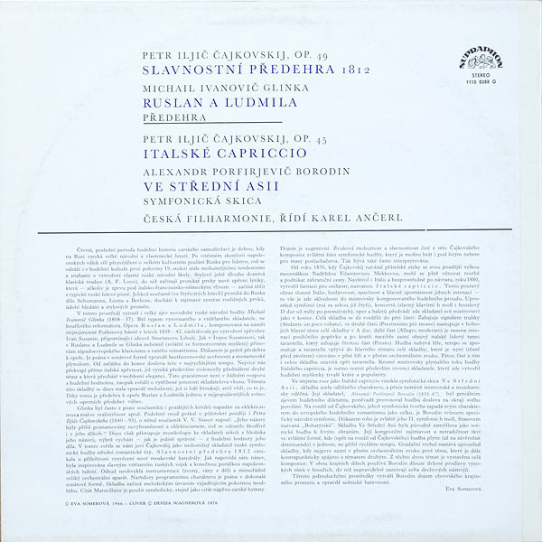 Petr Iljič Čajkovskij / Michail Ivanovič Glinka / Alexandr Porfirjevič Borodin [по заказу чешской фирмы SUPRAPHON ‎1110 8288]