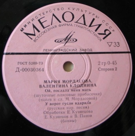 Мария Мордасова, Валентина Клоднина