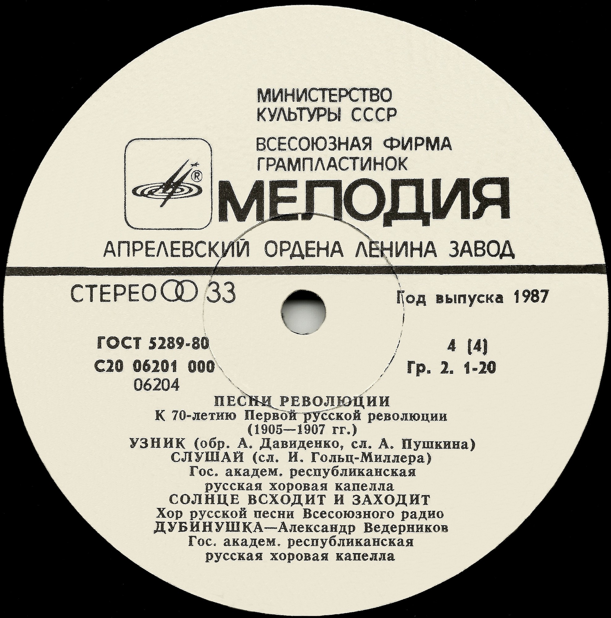 ПЕСНИ РЕВОЛЮЦИИ. К 70-летию Первой русской революции (1905-1907 гг.).