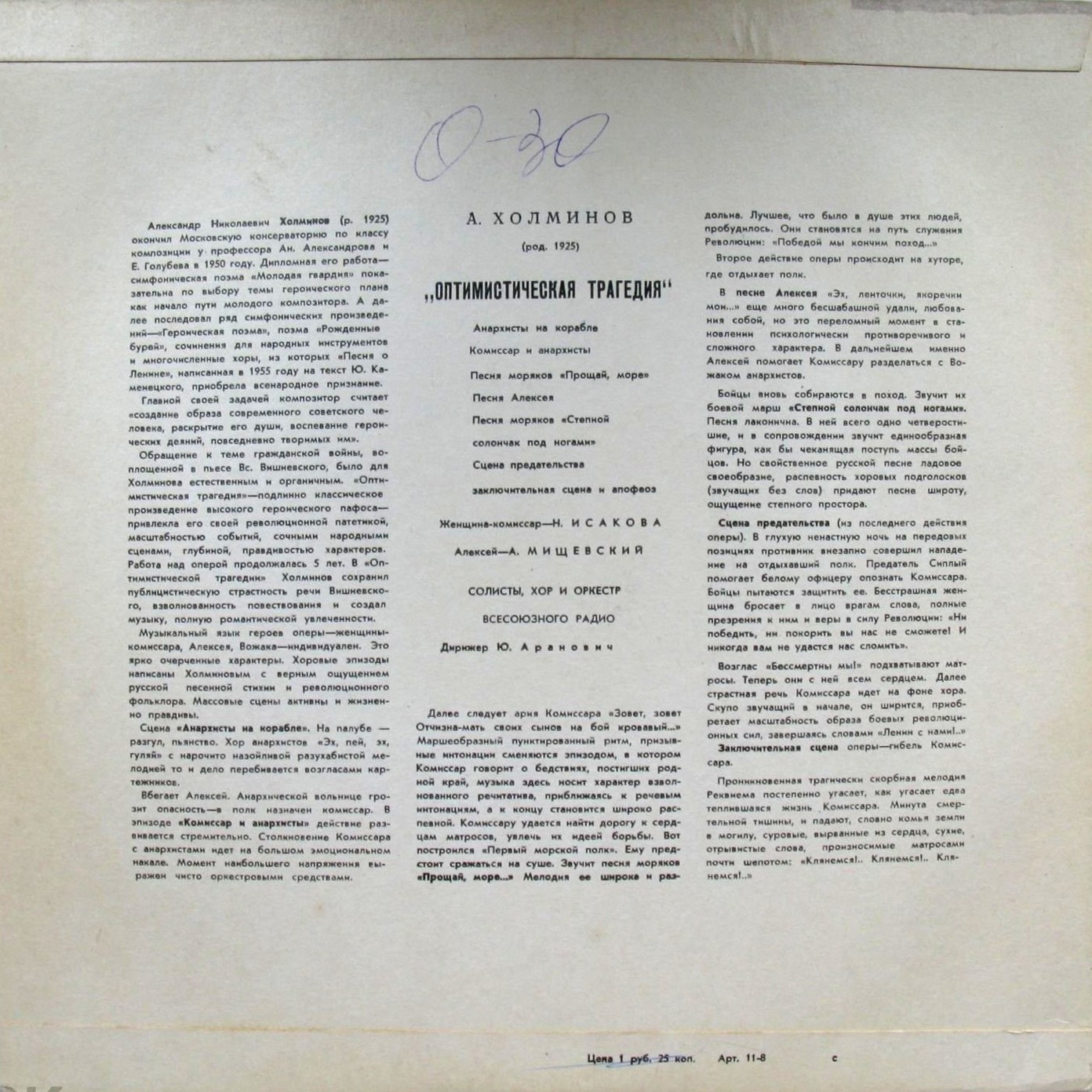 А. ХОЛМИНОВ. "Оптимистическая трагедия" (солисты, хор и оркестр ВР, дир. Ю. Аранович)