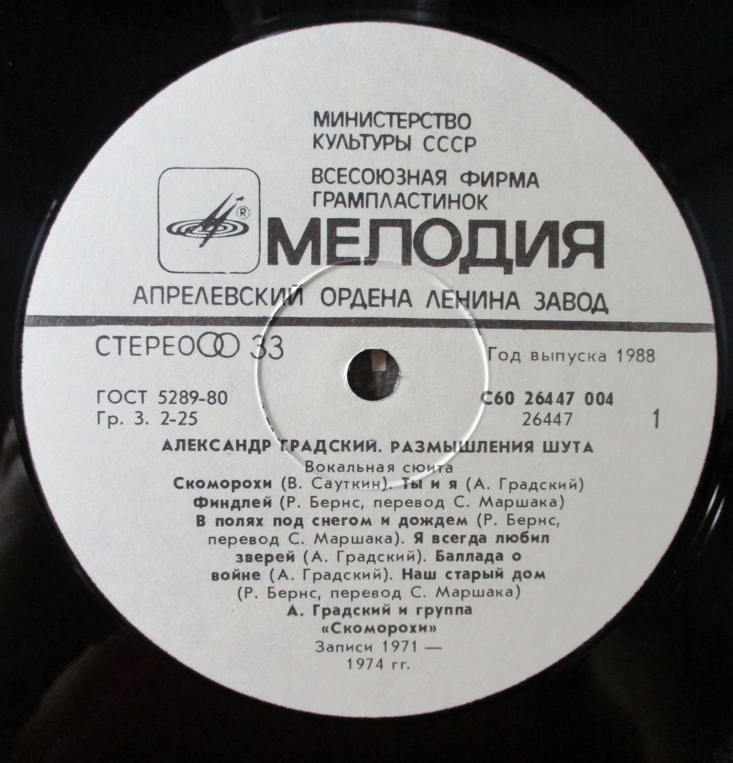 Александр Градский - Размышления Шута (Вокальная сюита)