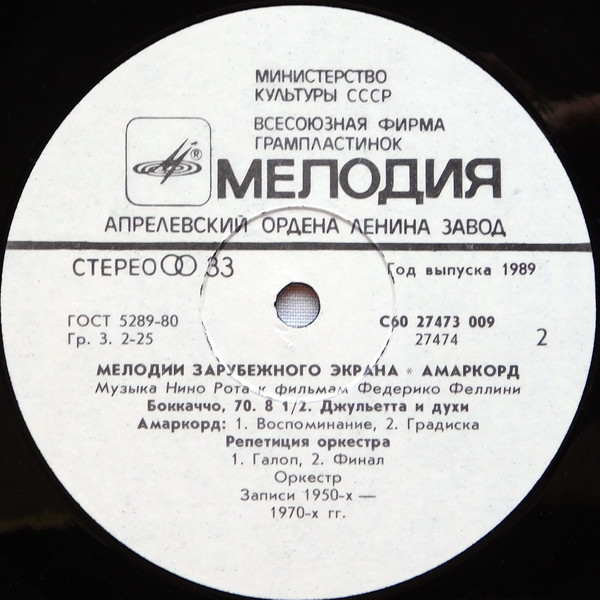 Музыка Нино Рота к фильмам Федерико Феллини: Амаркорд