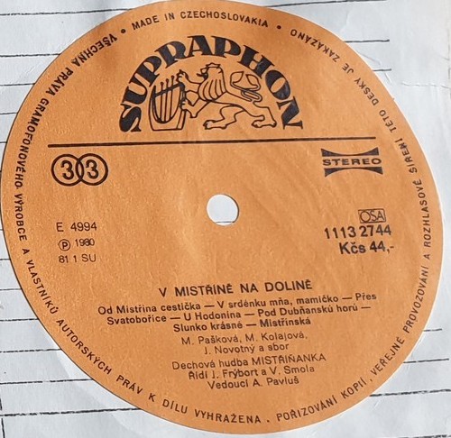 Mistrinanka - V mistrine na doline [по заказу чешской фирмы SUPRAPHON 1113 2744]