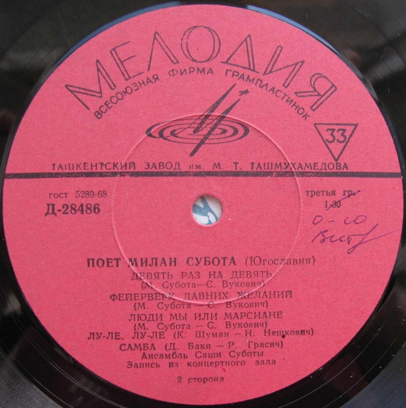 Поёт Милан Субота (Югославия)