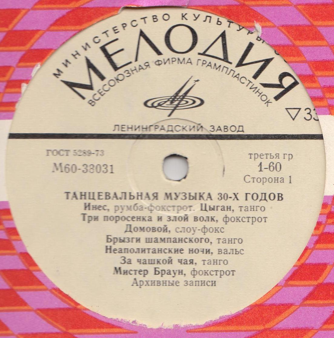 Танцевальная музыка 30-х годов