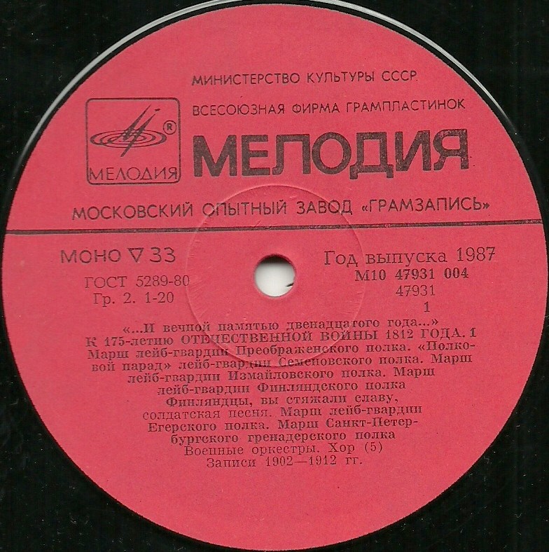 Русская военная музыка и музыка, посвященная Отечественной войне 1812 года [5 пл.]