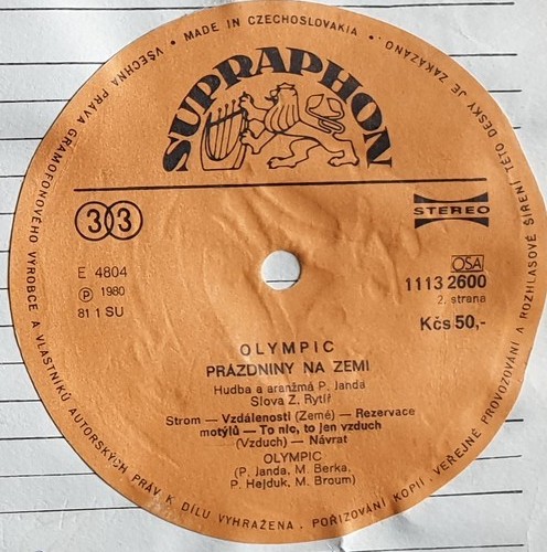 Olympic. Prazdniny na zemi [по заказу чешской фирмы SUPRAPHON 1113 2600]