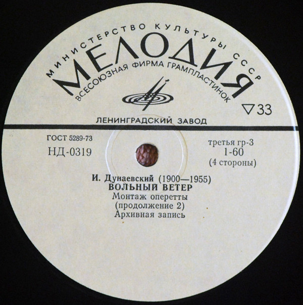 И. ДУНАЕВСКИЙ (1900–1955): «Вольный ветер», монтаж оперетты