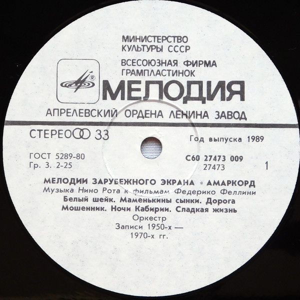 Музыка Нино Рота к фильмам Федерико Феллини: Амаркорд