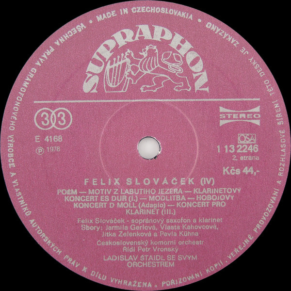 Felix Slovacek (IV)  [по заказу чешской фирмы SUPRAPHON, 1 13 2246]