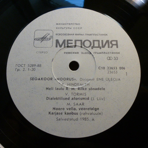 ХОР «НООРУС» Дворца культуры молодежи им Я. Креукса, рук. Эне Юлеоя.