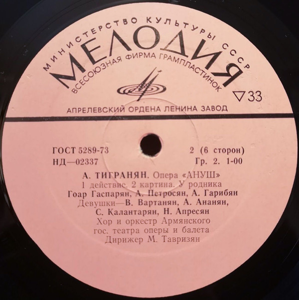 А. Тигранян. «Ануш», опера в 5 действиях (на армянском языке)