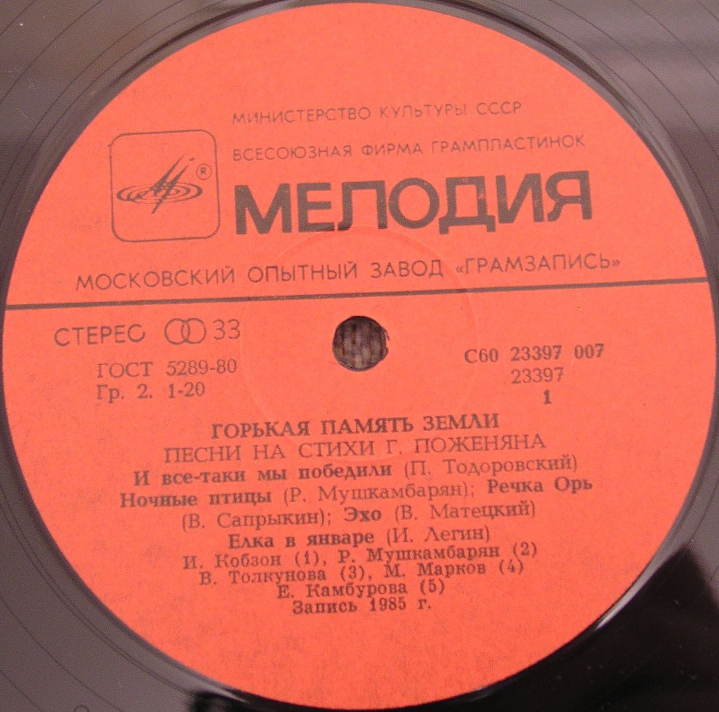 "Горькая память земли". Песни на стихи Григория ПОЖЕНЯНА