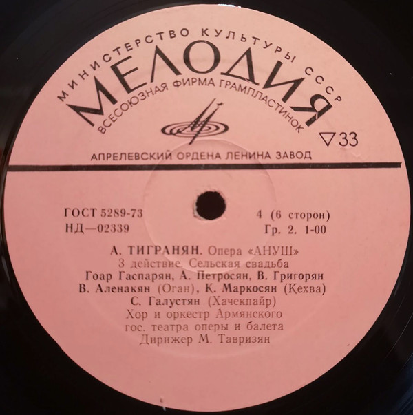 А. Тигранян. «Ануш», опера в 5 действиях (на армянском языке)