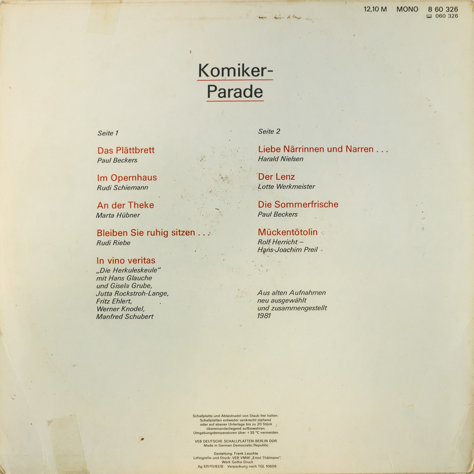 Komiker-Parade [по заказу немецкой фирмы LITERA, 8 60 326]
