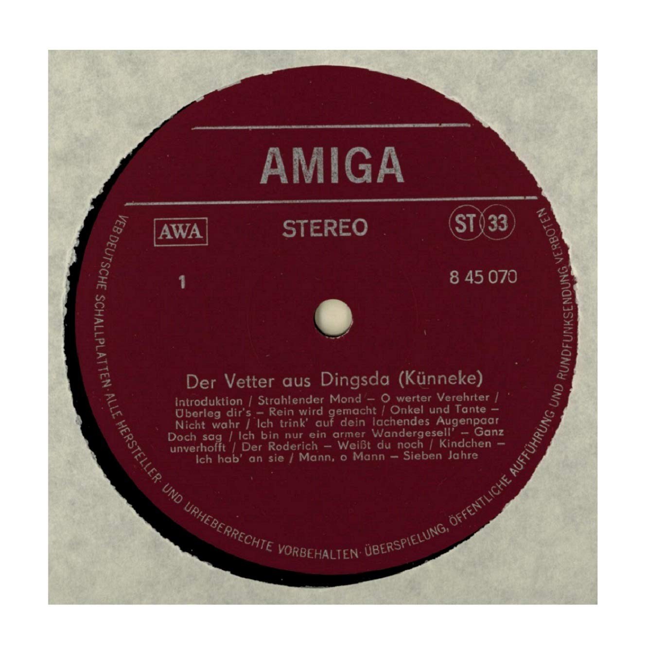 Der Vetter Aus Dingsda / Schwarzwaldmädel (Querschnitte)  [по заказу немецкой фирмы AMIGA 8 45 070]