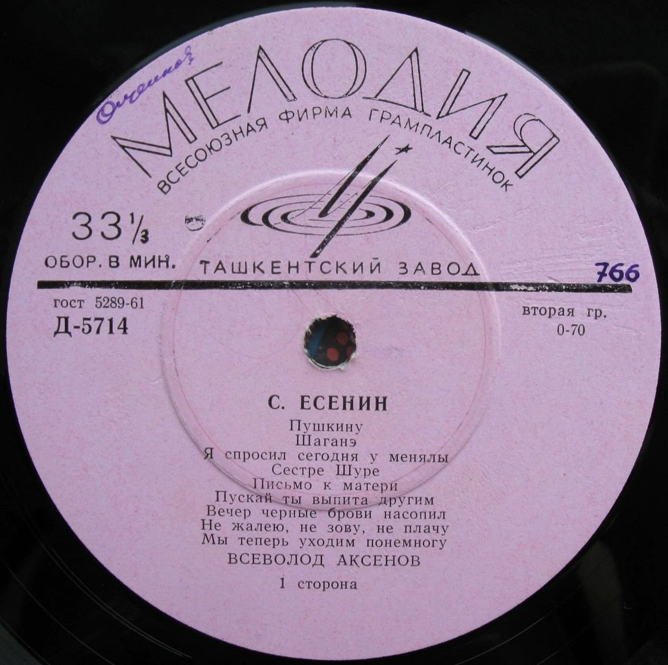Стихи Сергея Есенина читает Всеволод Аксёнов
