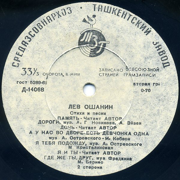Лев ОШАНИН (1912): Стихи и песни