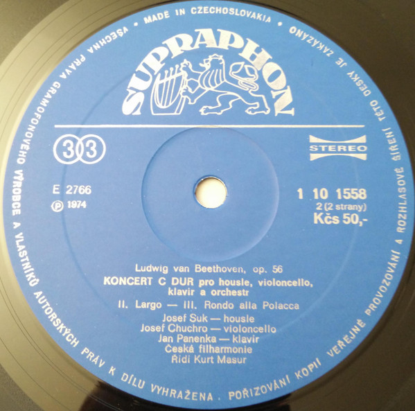 L. v. Beethoven  ‎– Trojkoncert  [по заказу чешской фирмы SUPRAPHON 1 10 1558]