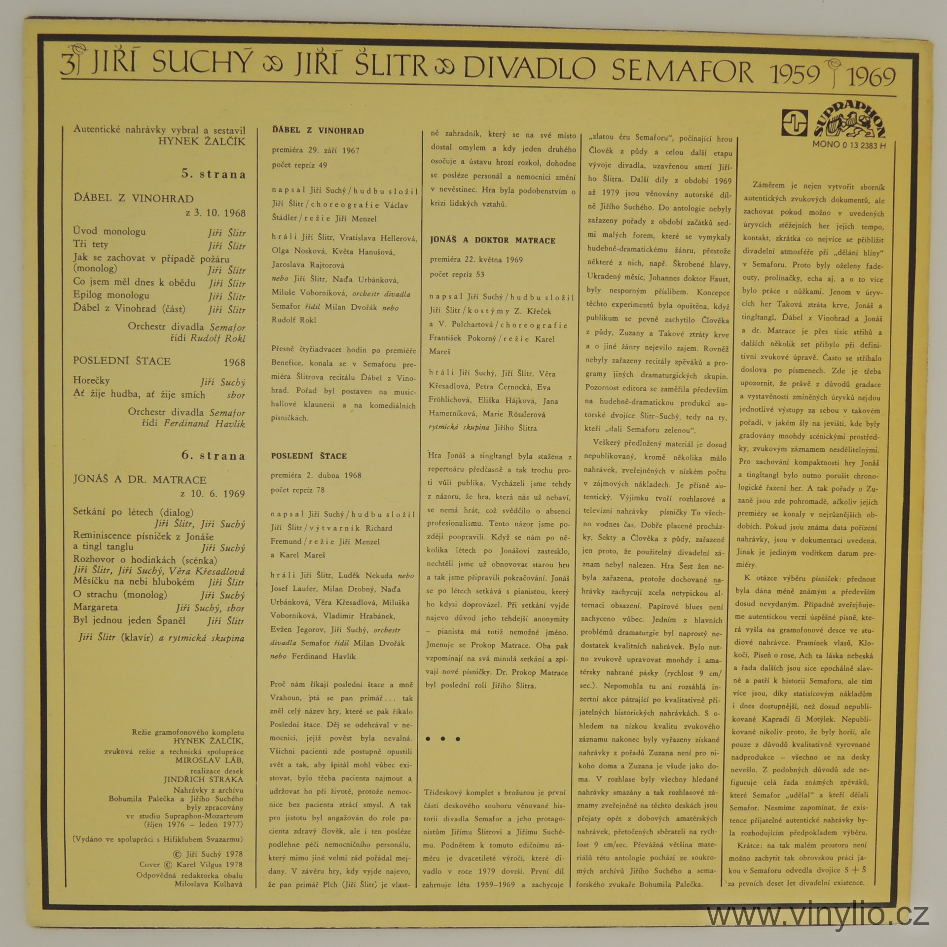 Jiří Suchý & Jiří Šlitr ‎– Divadlo Semafor 1959 - 1969 (1-3)  [по заказу чешской фирмы SUPRAPHON, 0 13 2381-3]