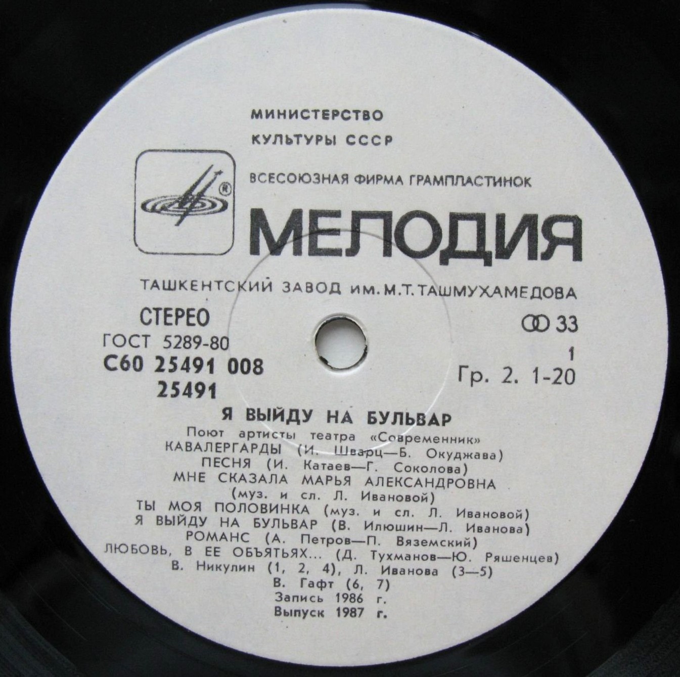 Поют артисты театра "Современник". Я выйду на бульвар...