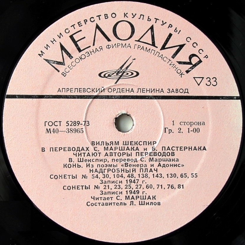 «Вильям Шекспир в переводах С. Маршака и Б. Пастернака»