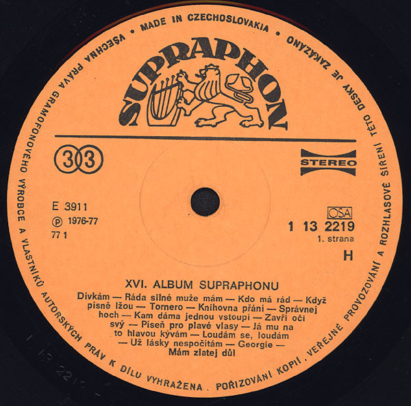 XVI. Album Supraphonu [по заказу чешской фирмы SUPRAPHON 1 13 2219]