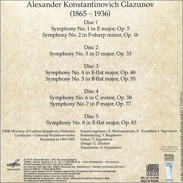 Александр Глазунов. Все симфонии (5 CD)