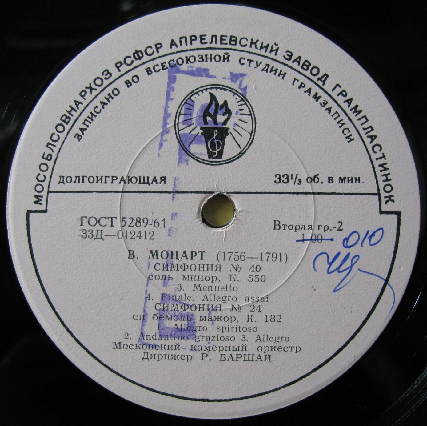 В. МОЦАРТ Симфонии № 40, № 24 (МКО, Р. Баршай)