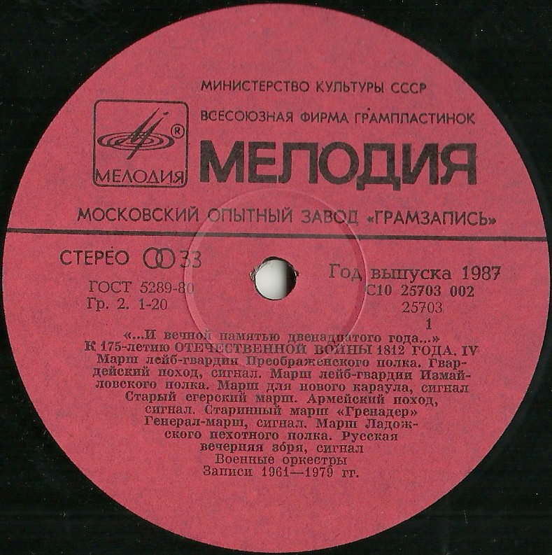 Русская военная музыка и музыка, посвященная Отечественной войне 1812 года [5 пл.]