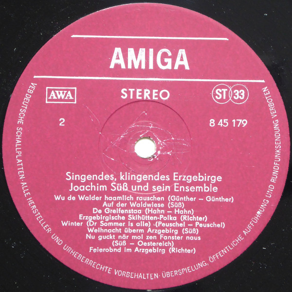 Joachim Süß Und Sein Ensemble. Singendes, Klingendes Erzgebirge [по заказу немецкой фирмы AMIGA 8 45 179]