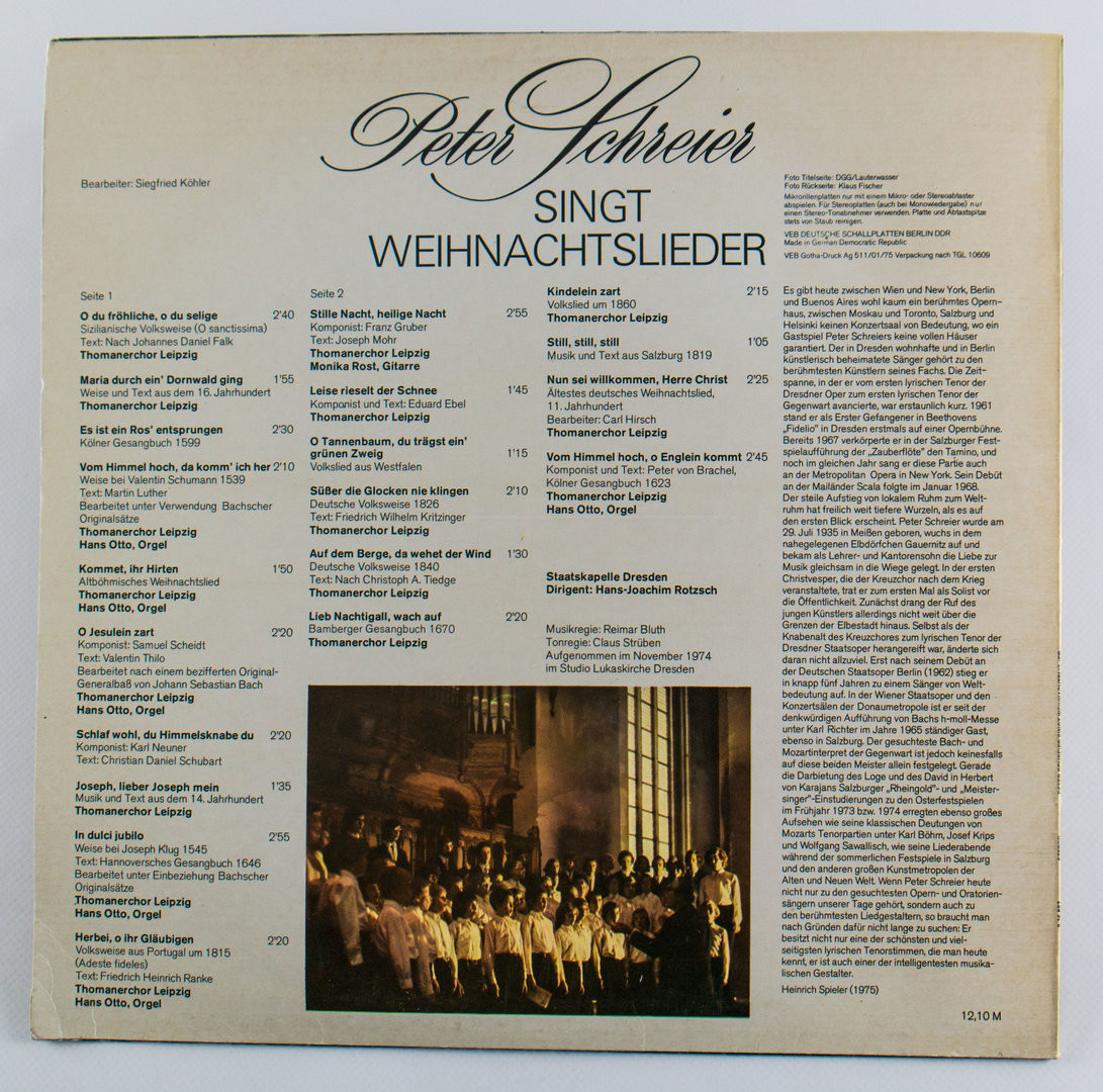 Peter SCHREIER singt Weihnachtslieder [по заказу немецкой фирмы ETERNA 8 26 697]