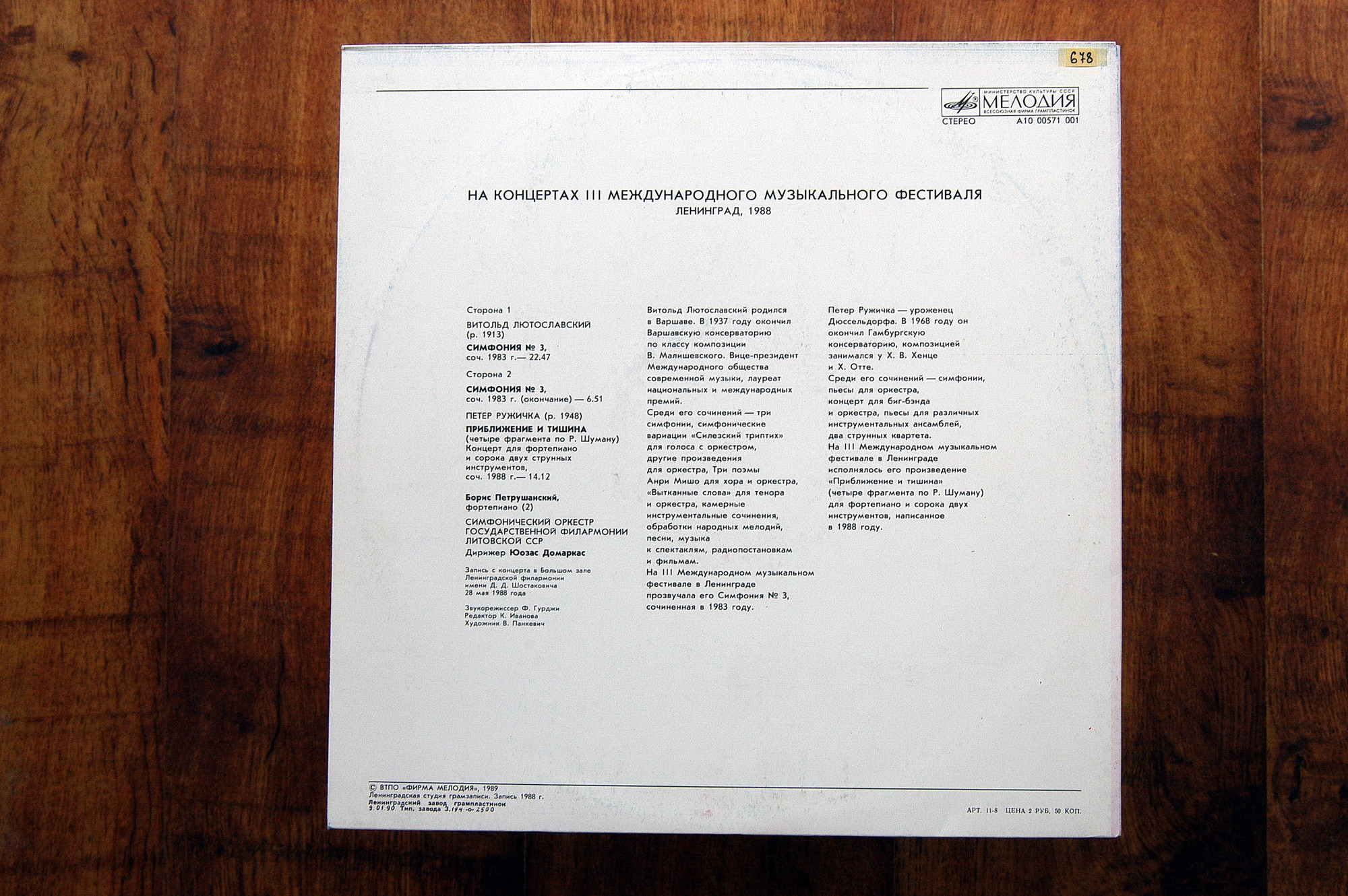 На концертах III международного музыкального фестиваля. Ленинград, 1988