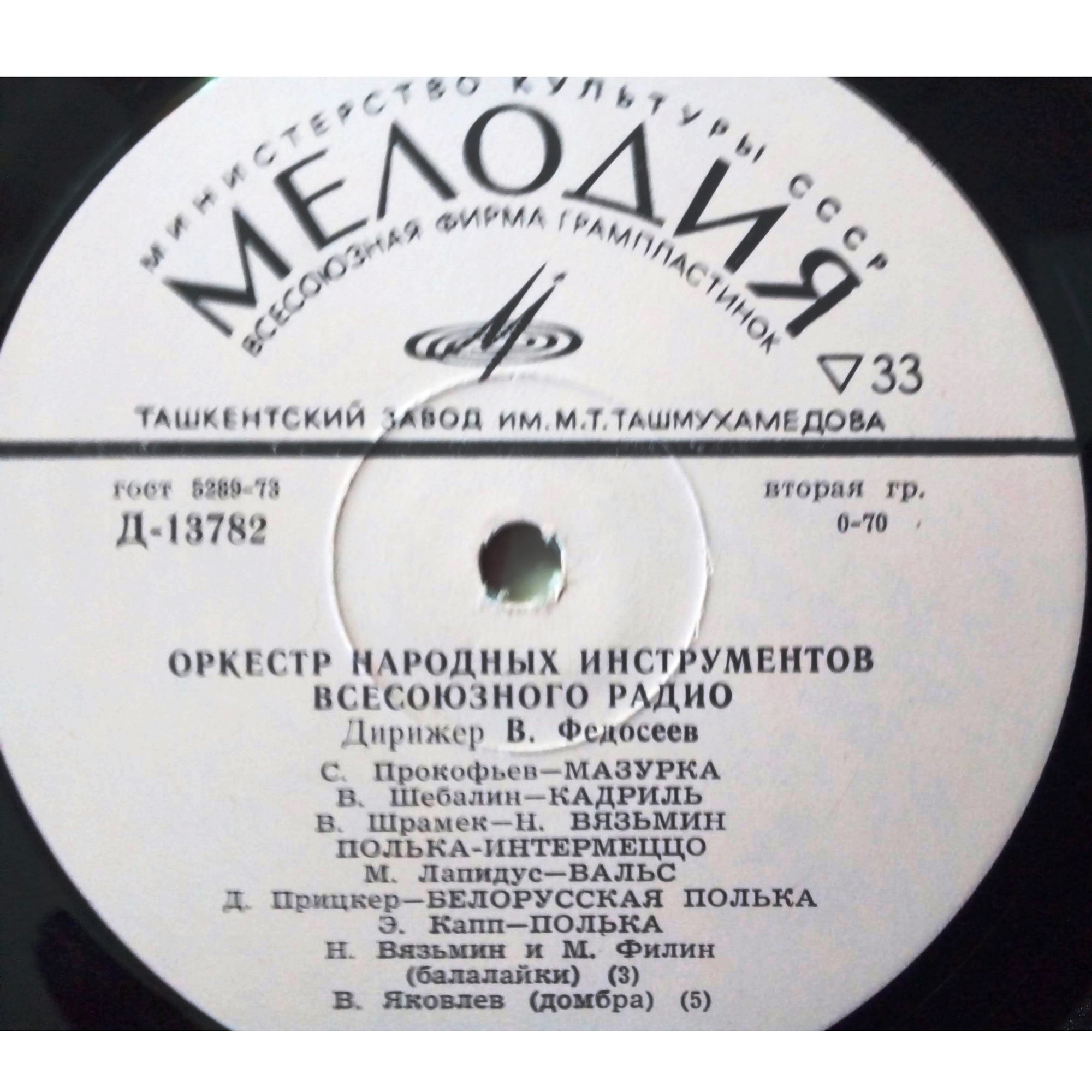 ОРКЕСТР РУССКИХ НАР. ИНСТРУМЕН­ТОВ ВСЕСОЮЗНОГО РАДИО, дир. В. Федосеев