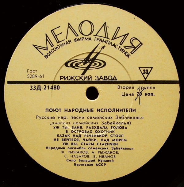 НАРОДНЫЕ ПЕСНИ БРЯНСКОЙ ОБЛАСТИ И ЗАБАЙКАЛЬЯ