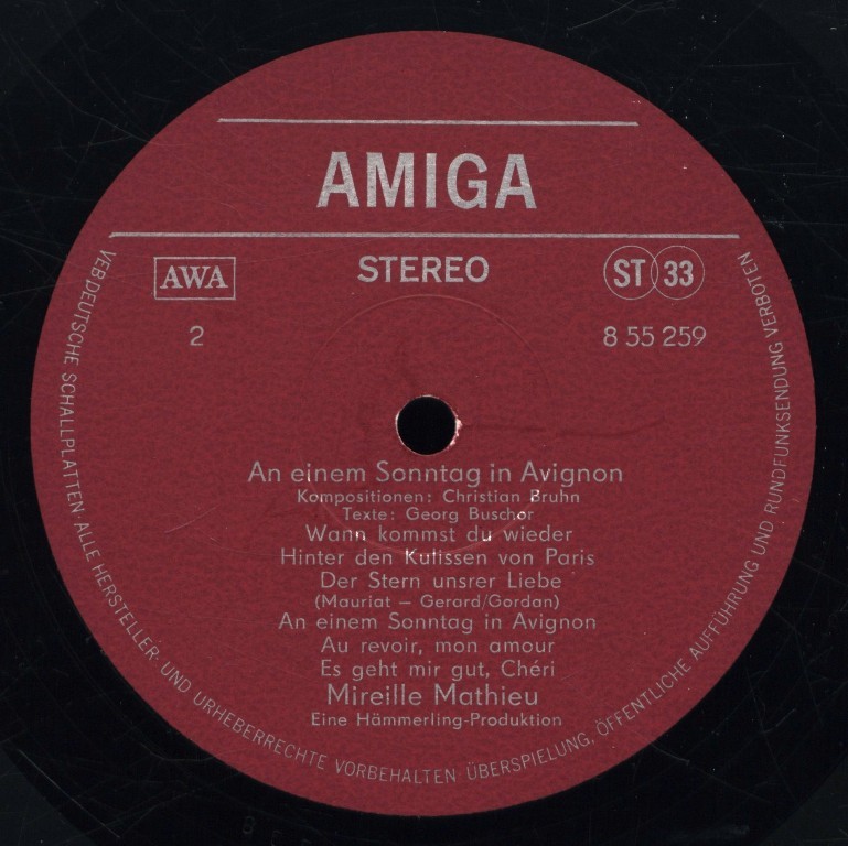 Mireille Mathieu ‎– An Einem Sonntag In Avignon [по заказу немецкой фирмы AMIGA 8 55 259]
