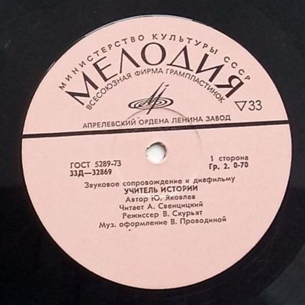ЗВУКОВОЕ СОПРОВОЖДЕНИЕ К ДИАФИЛЬМАМ "Учитель истории", "Ледовая демонстрация"