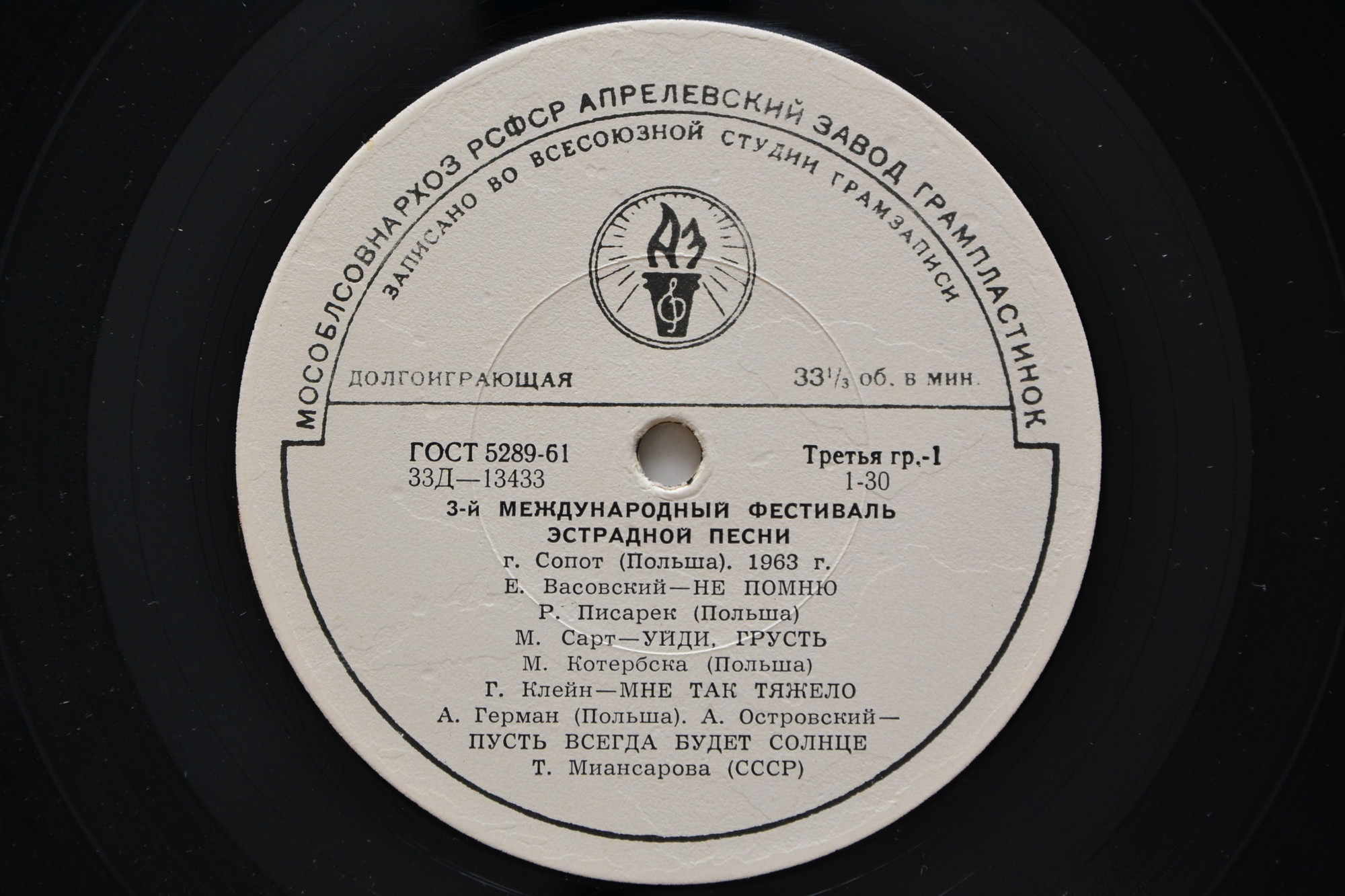 3-й Международный фестиваль эстрадной песни - г. Сопот (Польша), 1963 г.