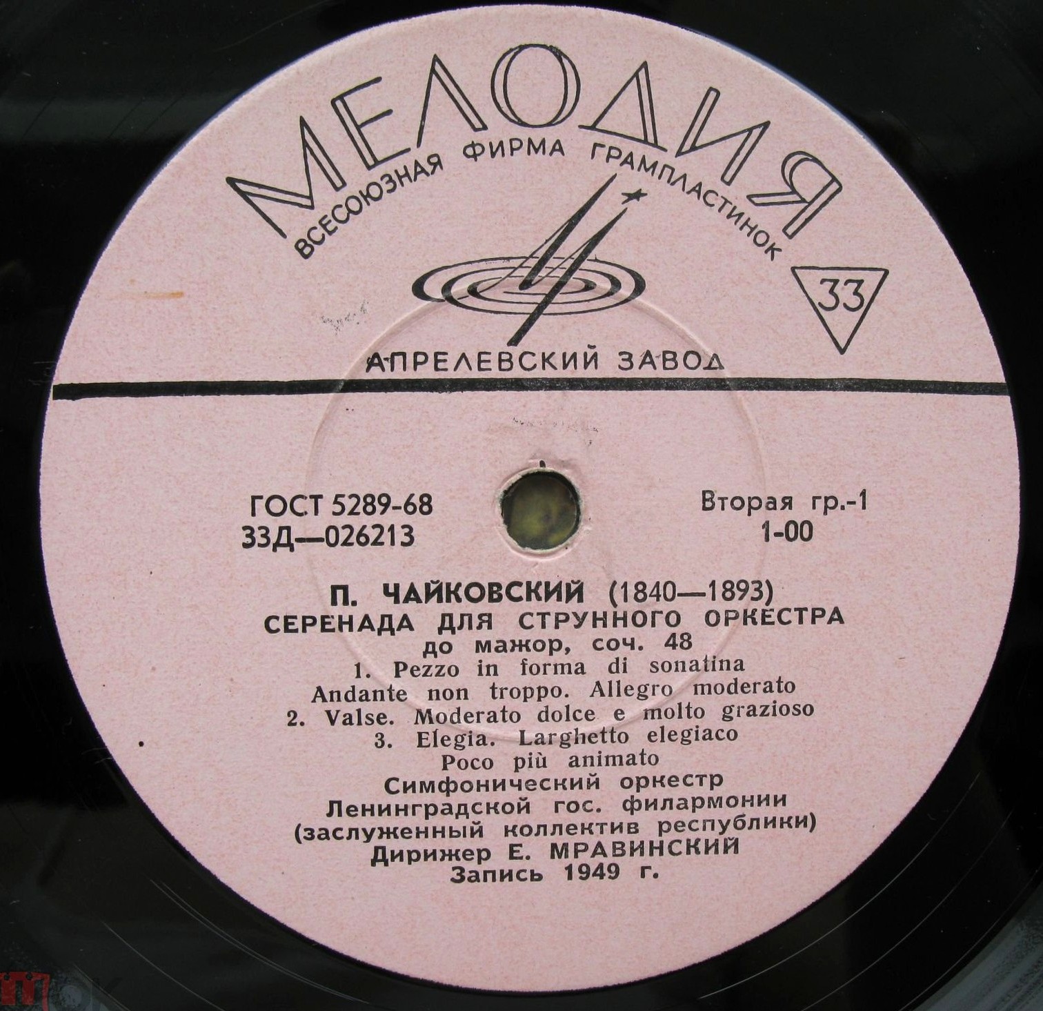 П. ЧАЙКОВСКИЙ Серенада для струнного оркестра; Итальянское каприччио (Е. Мравинский)