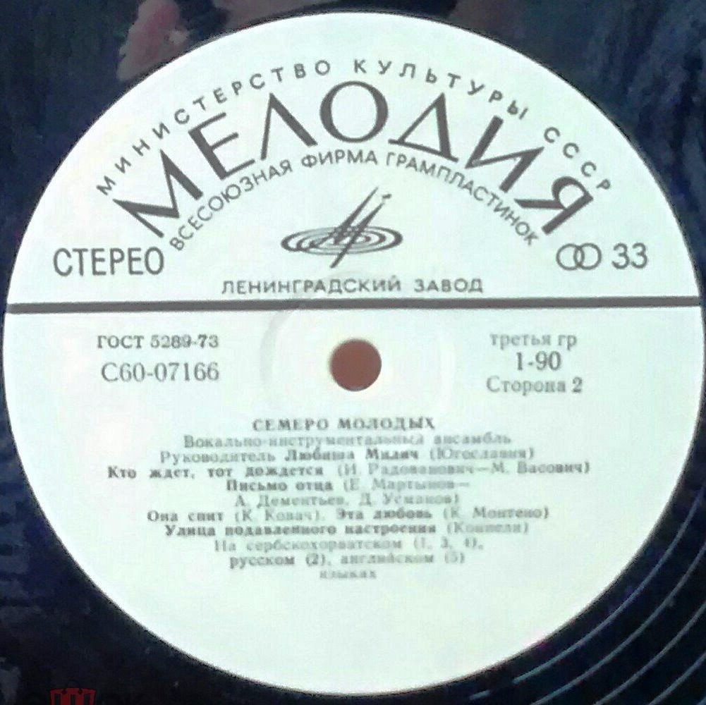 Семеро молодых. Вокально-инструментальный ансамбль. Руководитель Любиша Милич (Югославия)