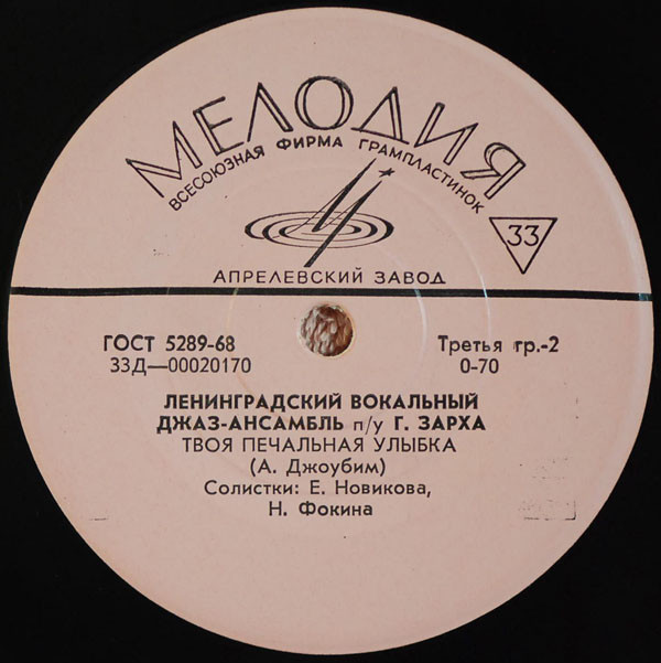 ЛЕНИНГРАДСКИЙ ВОКАЛЬНЫЙ ДЖАЗ-АНСАМБЛЬ п/у Г. Зарха