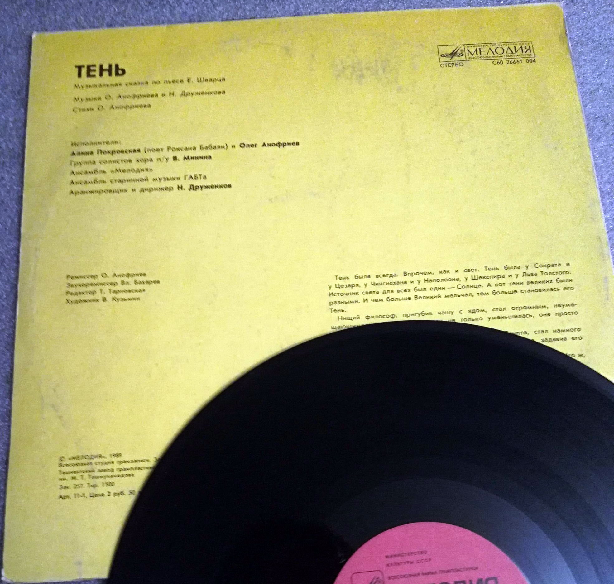 «ТЕНЬ». Музыкальная сказка по пьесе Евгения Шварца