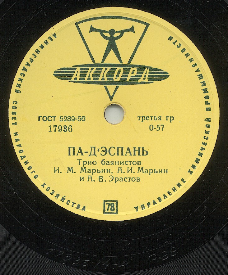 Трио баянистов: И. М. Марьин, А. И. Марьин и А. В. Эрастов – Па-д’Эспань / Полька