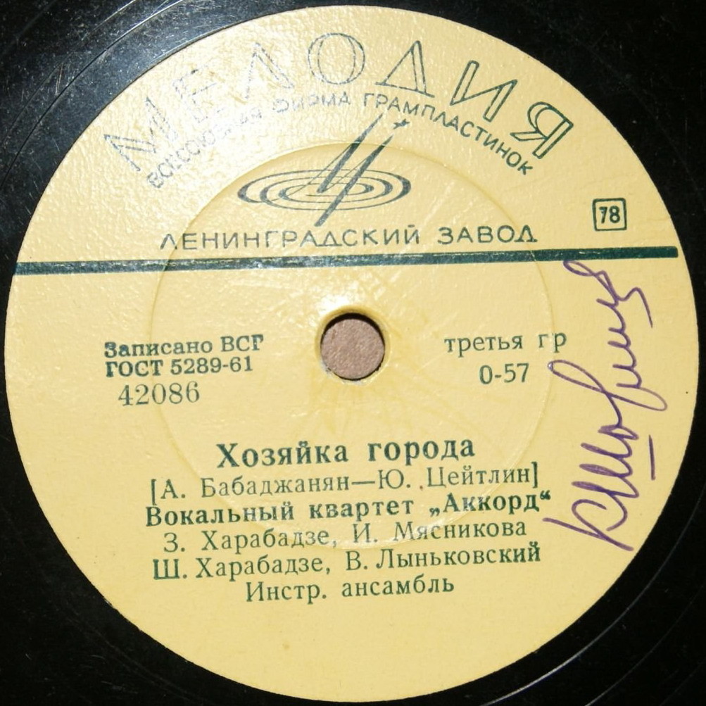 Вокальный квартет «Аккорд» – О Килиманджаро / Хозяйка города